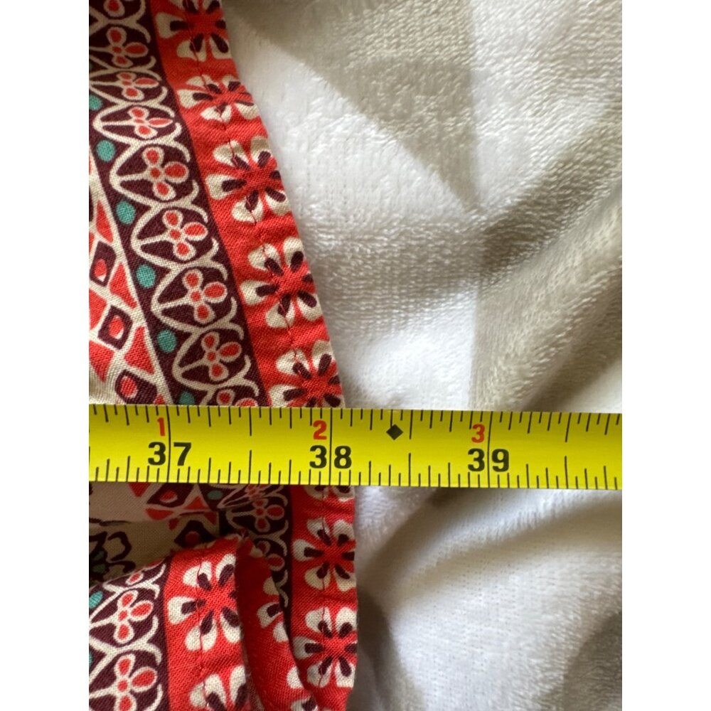 Beach Lunch Lounge Dress Sz M Orange Floral Boho Peasant Tasseled Casual 3/4Slv - Picture 12 of 14